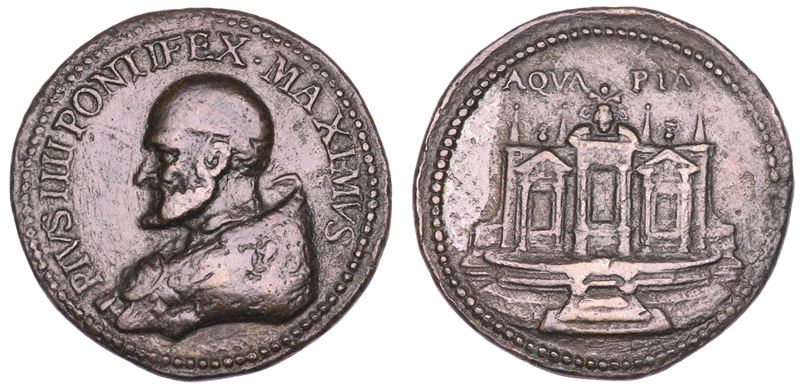STATO PONTIFICIO. PIO IV  (Giovan Angelo Medici), 1559-1565. Medaglia in bronzo (1565). La fontana vecchia di Bologna.  - Asta Numismatica - Cambi Casa d'Aste