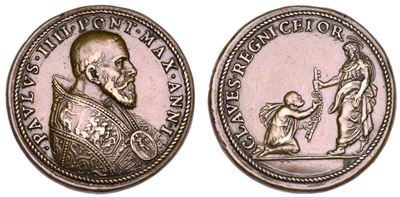 Gian Pietro Carafa, Medaglia commemorativa in bronzo di Paolo IV (1555-1559), Elezione al Pontifi...