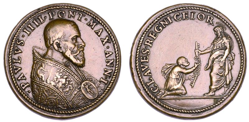 STATO PONTIFICIO. PAOLO IV (Gian Pietro Carafa), 1555-1559. Medaglia in bronzo (1555)/A. I. Elezione al Pontificato.  - Auction Numismatics - Cambi Casa d'Aste