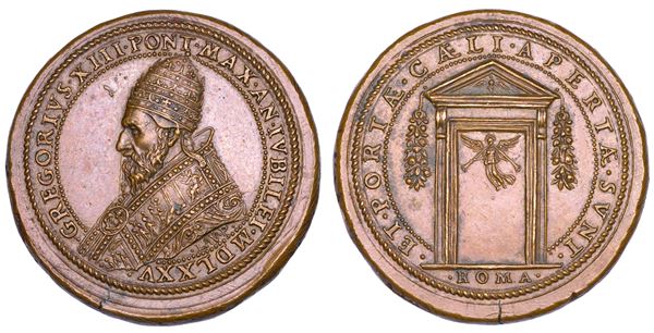 STATO PONTIFICIO. GREGORIO XIII (Ugo Boncompagni), 1572-1585. Medaglia in bronzo 1575/A. Jub.
