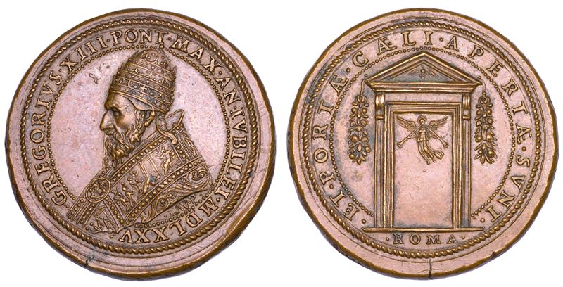 STATO PONTIFICIO. GREGORIO XIII (Ugo Boncompagni), 1572-1585. Medaglia in bronzo 1575/A. Jub.  - Auction Numismatics - Cambi Casa d'Aste