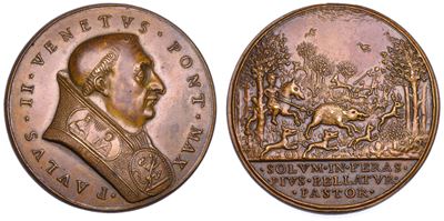 Medaglia in bronzo, Paolo II (Pietro Barbo), 1464-1471, Lotta contro gli eretici