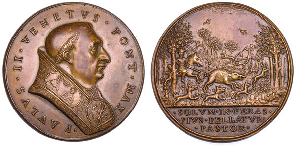 STATO PONTIFICIO. PAOLO II (Pietro Barbo), 1464-1471. Medaglia di restituzione in bronzo (circa 1664). Lotta contro gli eretici.