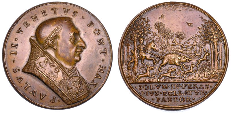 STATO PONTIFICIO. PAOLO II (Pietro Barbo), 1464-1471. Medaglia di restituzione in bronzo (circa 1664). Lotta contro gli eretici.  - Auction Numismatics - Cambi Casa d'Aste
