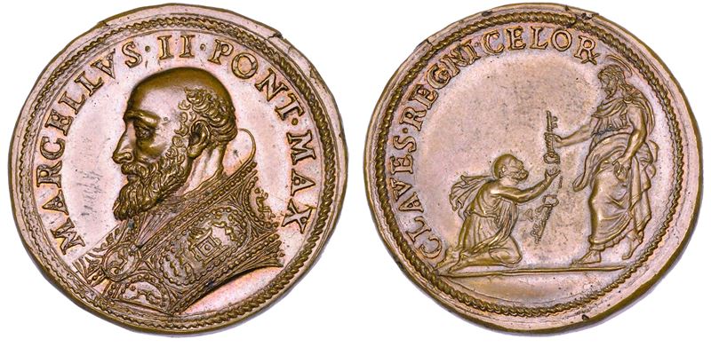 STATO PONTIFICIO. MARCELLO II (Marcello Cervini), 9 aprile - 1 maggio 1555. Medaglia in bronzo.  - Auction Numismatics - Cambi Casa d'Aste