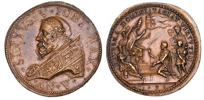 Medaglia annuale in bronzo di Sisto V, 1585-1590