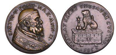 Poggini, Medaglia commemorativa di Sisto V, 1586, bronzo