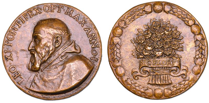 STATO PONTIFICIO. LEONE XI (Alessandro De' Medici), 1605. Medaglia in bronzo 1605. Elezione e prematura scomparsa di Leone XI.  - Auction Numismatics - Cambi Casa d'Aste