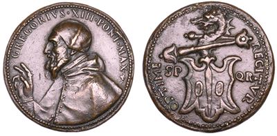 Gregorio XIII, Medaglia in bronzo commemorativa del Buon Governo di Gregorio XIII (1579)
