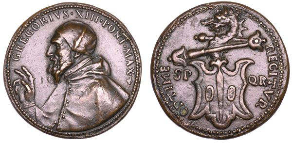 STATO PONTIFICIO. GREGORIO XIII (Ugo Boncompagni), 1572-1585. Medaglia in bronzo (1579?). Buon governo di Gregorio XIII.