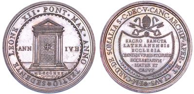 Leone XII (Annibale Sermattei della Genga), Medaglia in argento, Apertura e chiusura della Porta ...