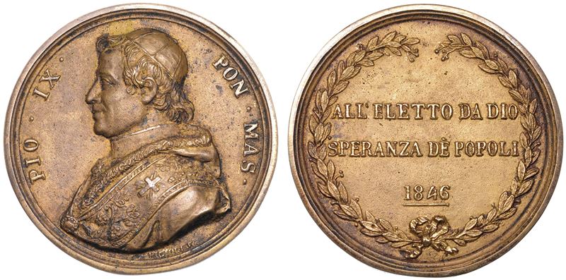 STATO PONTIFICIO. PIO IX (Giovanni Maria Mastai Ferretti), 1846-1878. Medaglia in bronzo 1846. Elezione al Pontificato.  - Asta Numismatica - Cambi Casa d'Aste