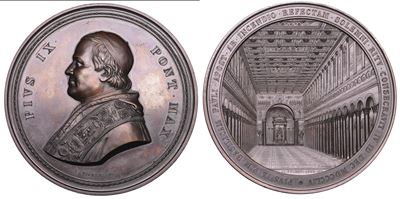 Giovanni Maria Mastai Ferretti, Medaglia in bronzo commemorativa della ricostruzione della Basili...