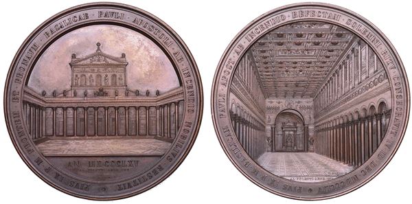 STATO PONTIFICIO. PIO IX (Giovanni Maria Mastai Ferretti), 1846-1878. Medaglia in bronzo di massimo modulo 1865.
