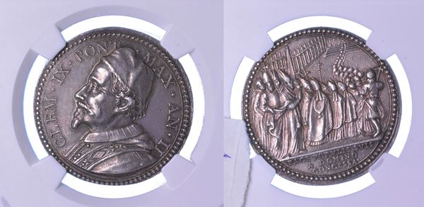 STATO PONTIFICIO. CLEMENTE IX (Giulio Rospigliosi) 1667-1669. Medaglia annuale in argento 1668/A. II. La Pace di Aquisgrana.