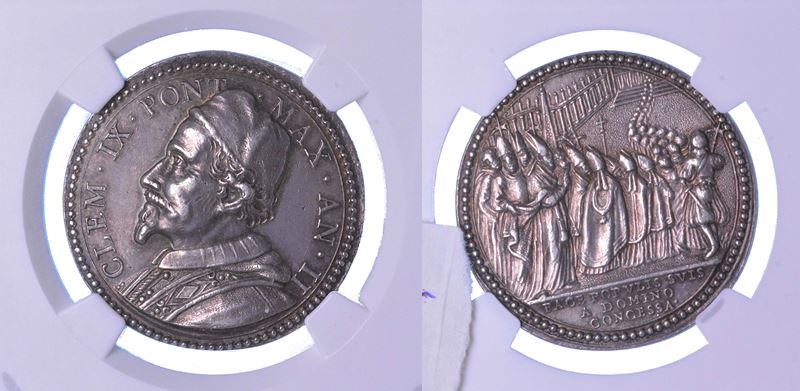 STATO PONTIFICIO. CLEMENTE IX (Giulio Rospigliosi) 1667-1669. Medaglia annuale in argento 1668/A. II. La Pace di Aquisgrana.  - Auction Numismatics - Cambi Casa d'Aste