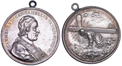 Clemente XIV (Gian Vincenzo Antonio Ganganelli), Medaglia in argento, circa 1770