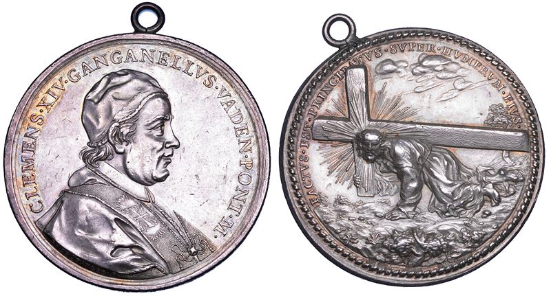 STATO PONTIFICIO. CLEMENTE XIV (Gian Vincenzo Antonio Ganganelli), 1769-1774. Medaglia in argento (circa 1770).  - Auction Numismatics - Cambi Casa d'Aste