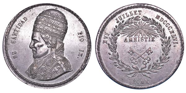 STATO PONTIFICIO. PIO IX (Giovanni Maria Mastai Ferretti), 1846-1878. Medaglia in argento 1846. Amnistia del 16 luglio 1846.