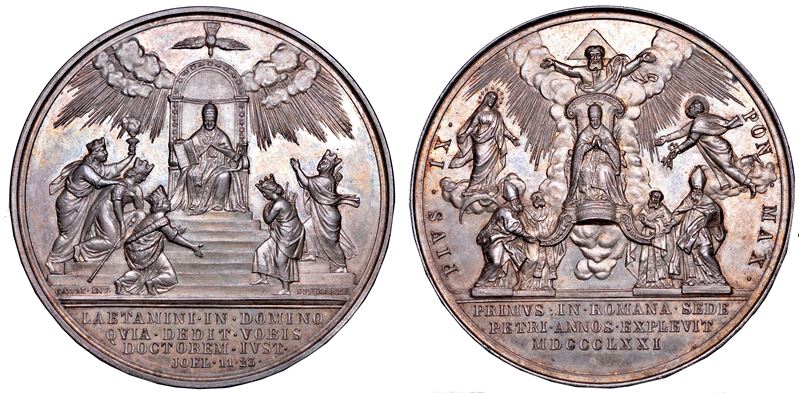 STATO PONTIFICIO. PIO IX (Giovanni Maria Mastai Ferretti), 1846-1878. Medaglia in argento 1871. Giubileo Papale.  - Auction Numismatics - Cambi Casa d'Aste