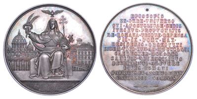Medaglia in argento commemorativa, Beatificazione dei Francescani martirizzati in Giappone, 1862