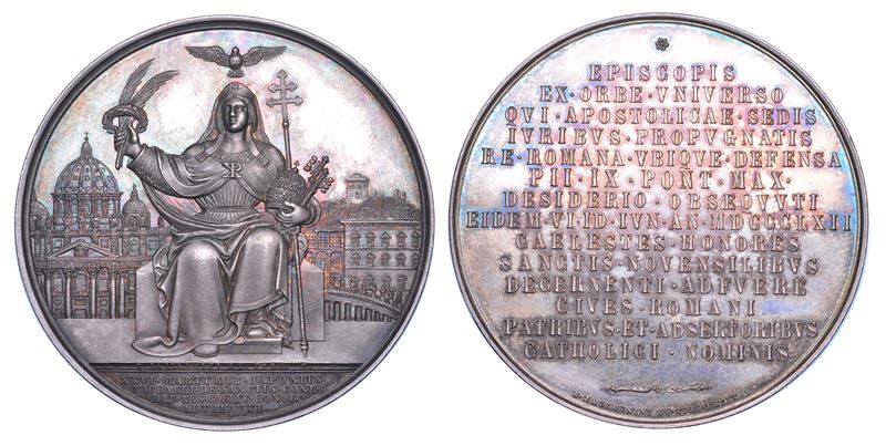 STATO PONTIFICIO. PIO IX (Giovanni Maria Mastai Ferretti), 1846-1878. Medaglia in argento 1862. Beatificazione dei Francescani martirizzati in Giappone.  - Asta Numismatica - Cambi Casa d'Aste