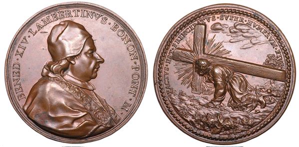 STATO PONTIFICIO. BENEDETTO XIV (Prospero Lorenzo Lambertini), 1740-1758. Medaglia in bronzo s.d.