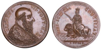 Clemente VII (Giulio Zanobi de' Medici), Medaglia in bronzo di restituzione, 1785