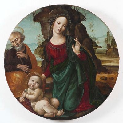 Scuola fiorentina, Sacra Famiglia, olio su tavola circolare