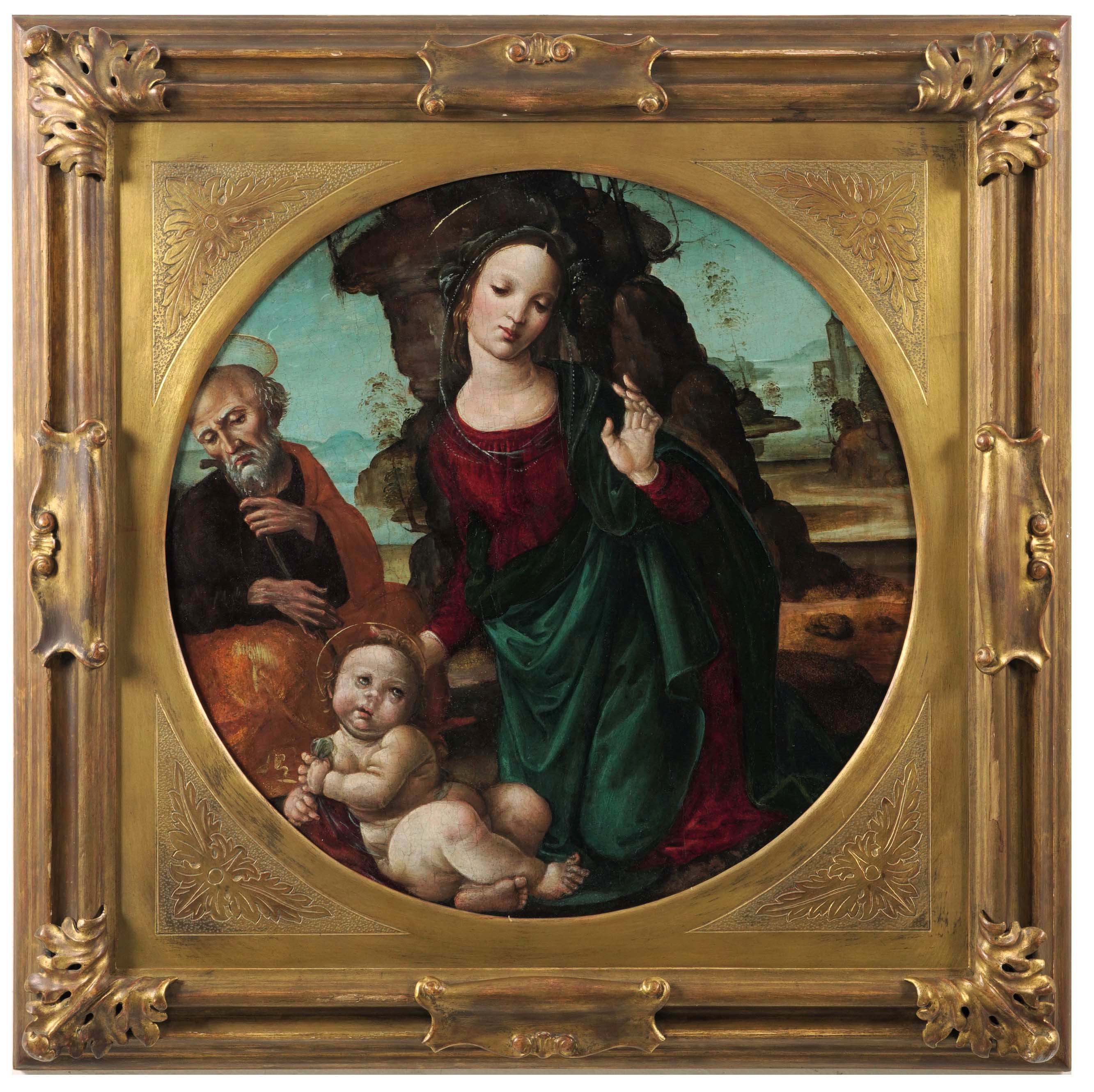 Scuola fiorentina, Sacra Famiglia, olio su tavola circolare