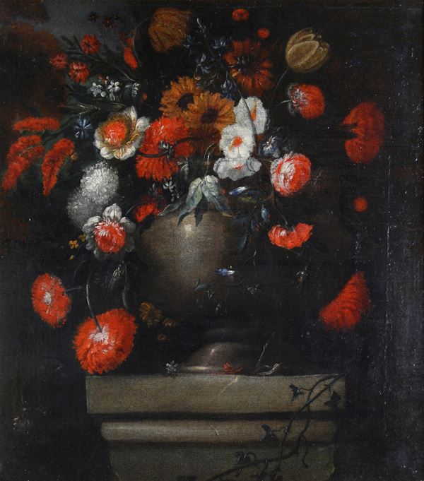 Scuola del XVIII secolo Natura morta con vaso di fiori