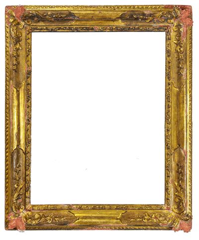 Veneto (XVIII secolo), Cornice in legno intagliato e dorato con decorazioni a motivi floreali