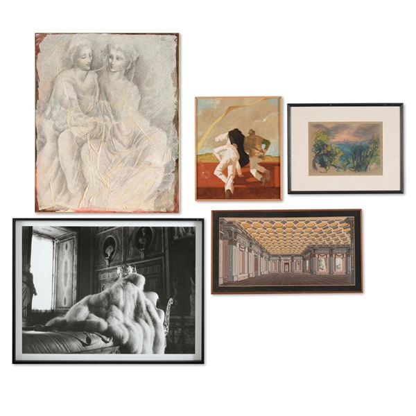Lotto di cinque opere di arte contemporanea