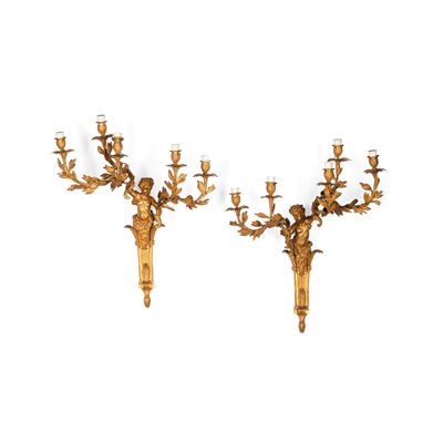 Coppia di appliques, bronzo dorato, Francia, XIX secolo