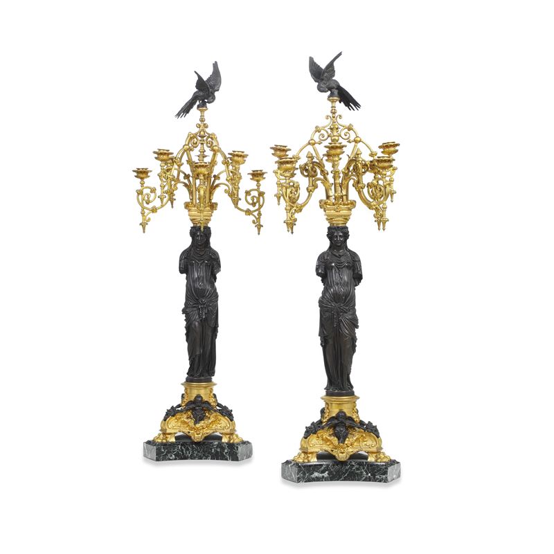 Coppia di candelabri. Francia, Napoleone III, XIX secolo  - Auction Italian Mansions - Cambi Casa d'Aste