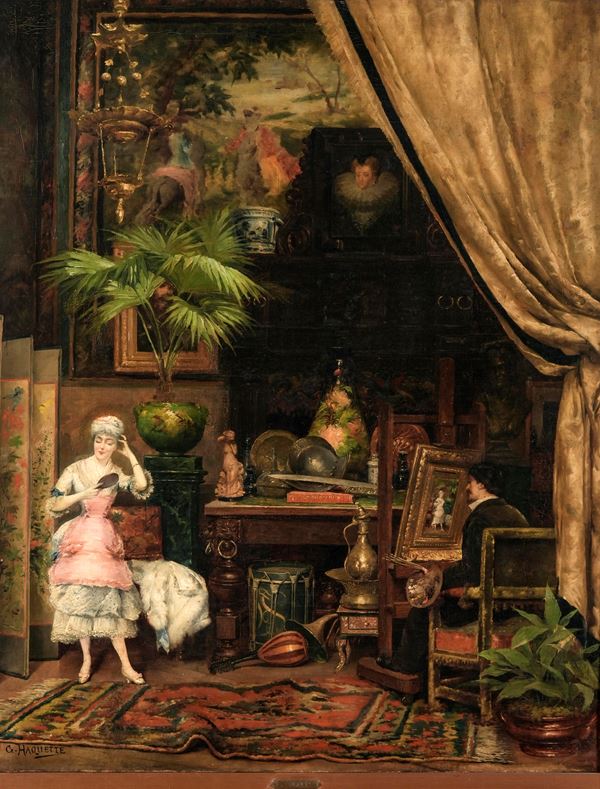 Il pittore ritrae nel suo studio