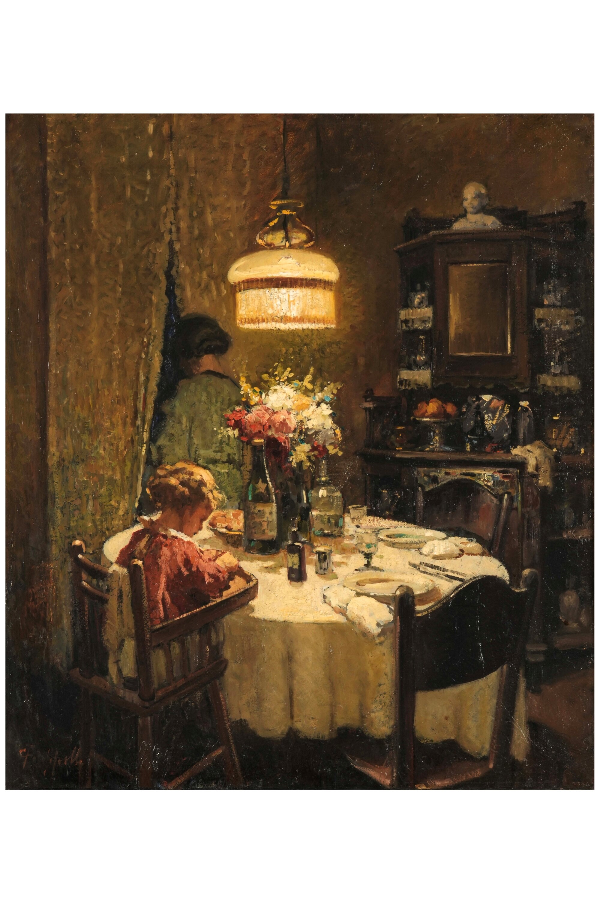 Cafiero Filippelli - Scena d'interno, olio su tela