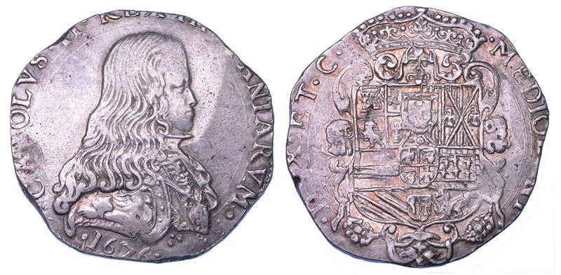 MILANO. CARLO II DI SPAGNA, 1665-1700. Filippo o Carlo 1676.  - Auction Numismatics - Cambi Casa d'Aste