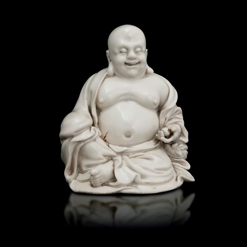 Figure of Budai in Blanc de Chine Dehua porcelain, China, Qing Dynasty, late 17th century  - Auction Fine Asian Works of Art - Cambi Casa d'Aste