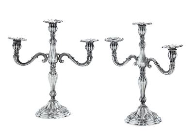Coppia di Candelabri. Argenteria Veneta del XX Secolo, Argentiere Alfredo Folli, Vicenza