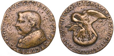 Pio II (Enea Silvio Bartolomeo Piccolomini), Medaglia commemorativa in bronzo per la morte del Po...