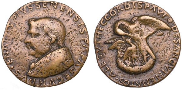 STATO PONTIFICIO. PIO II (Enea Silvio Bartolomeo Piccolomini), 1458-1464. Medaglia in bronzo 1464. Per la morte del Pontefice.