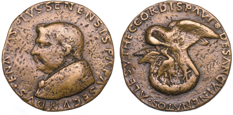 STATO PONTIFICIO. PIO II (Enea Silvio Bartolomeo Piccolomini), 1458-1464. Medaglia in bronzo 1464. Per la morte del Pontefice.  - Auction Numismatics - Cambi Casa d'Aste