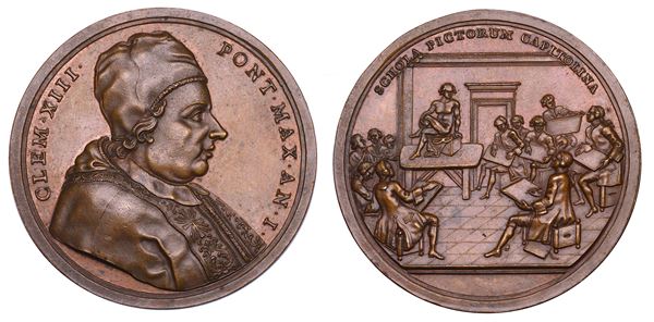 STATO PONTIFICIO. CLEMENTE XIII (Carlo Rezzonico), 1758-1769. Medaglia in bronzo A. I (1759). Scuola del nudo.