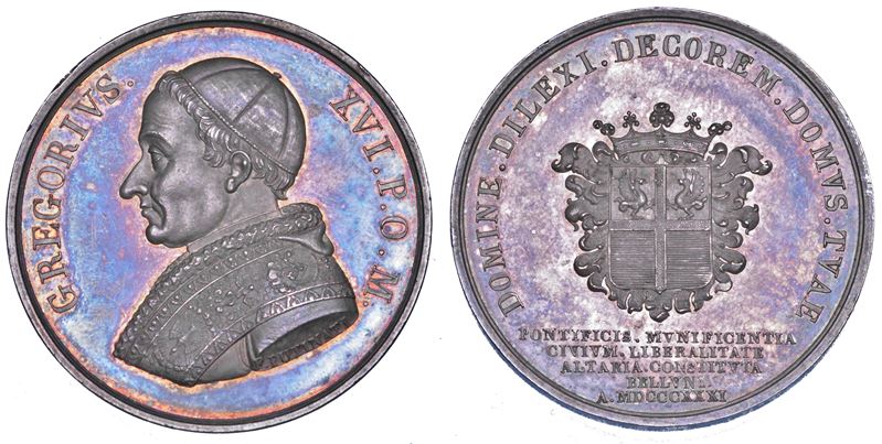 STATO PONTIFICIO. GREGORIO XVI (Bartolomeo Alberto Cappellari), 1831-1846. Medaglia in argento 1831/A. I. La città di Belluno per il primo anniversario di pontificato.  - Auction Numismatics - Cambi Casa d'Aste