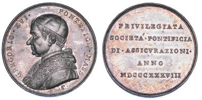 Gregorio XVI, Medaglia in argento, Fondazione della Privilegiata Società Pontificia di Assicurazi...