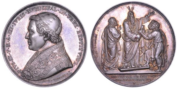 STATO PONTIFICIO. PIO IX (Giovanni Maria Mastai Ferretti), 1846-1878. Medaglia annuale in argento 1848/A. III. Riorganizzazione del Consiglio e del Senato di Roma.