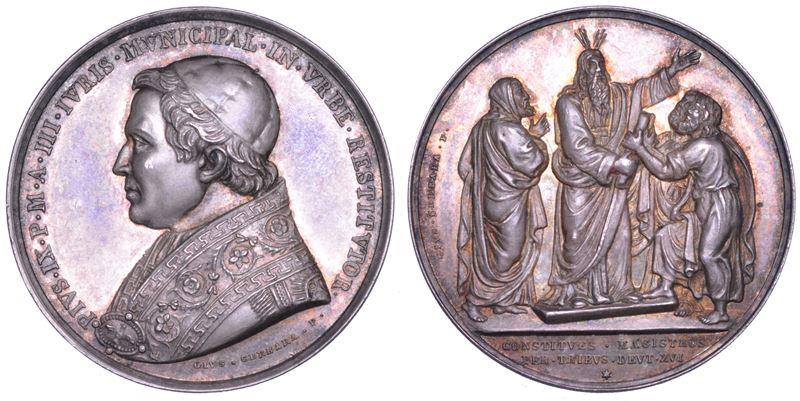 STATO PONTIFICIO. PIO IX (Giovanni Maria Mastai Ferretti), 1846-1878. Medaglia annuale in argento 1848/A. III. Riorganizzazione del Consiglio e del Senato di Roma.  - Asta Numismatica - Cambi Casa d'Aste