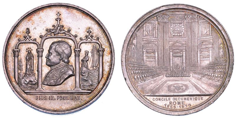 STATO PONTIFICIO. PIO IX (Giovanni Maria Mastai Ferretti), 1846-1878. Medaglia in argento 1869/A. XXIV. Proclamazione del ventesimo Concilio Vaticano.  - Auction Numismatics - Cambi Casa d'Aste