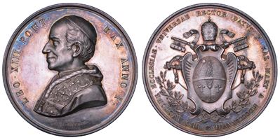 Leone XIII, Medaglia annuale in argento 1878 A.I. Elezione al Pontificato